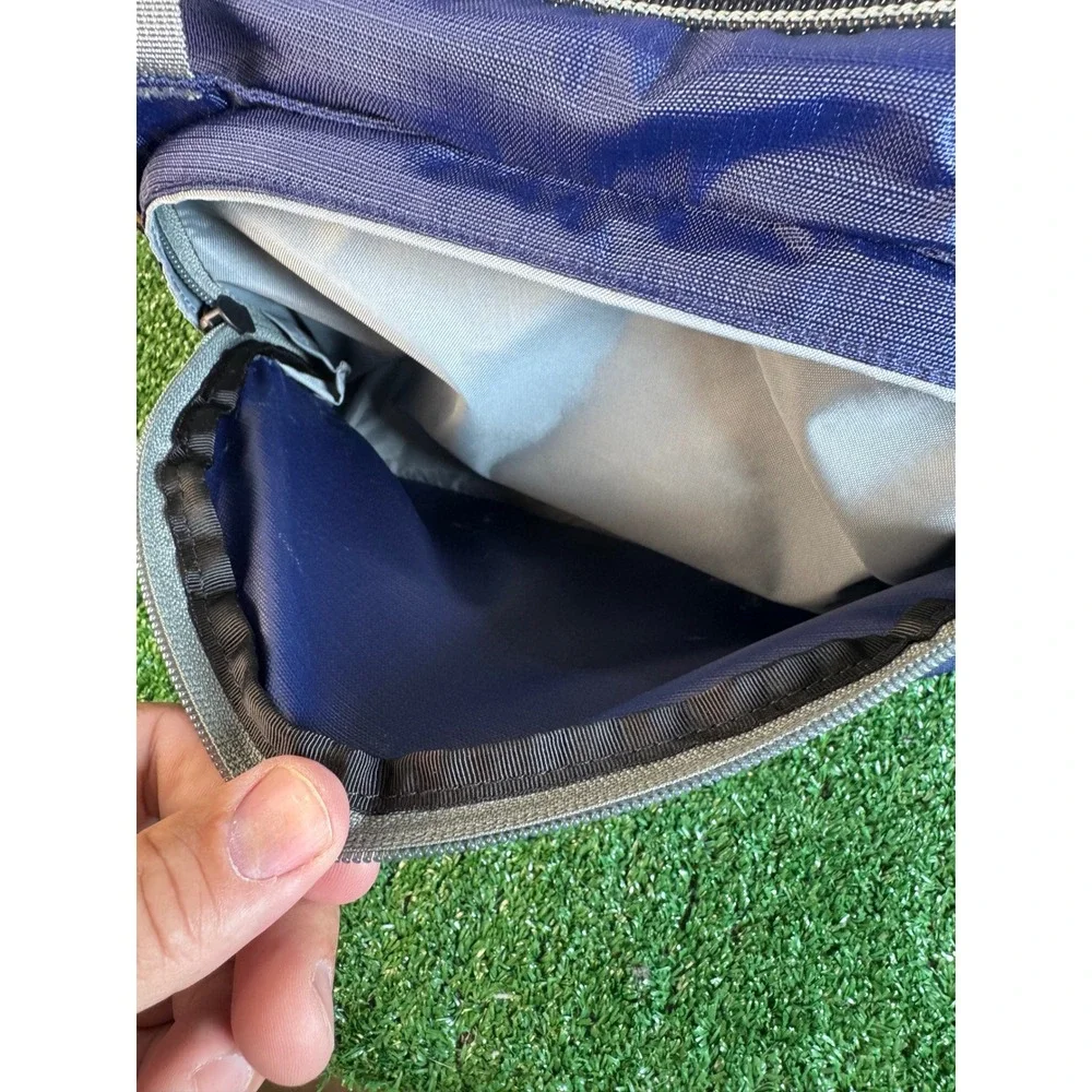 LL Bean Navy Blue Ripstop Nylon Small Duffel Bag Shoulder Strap Insulated Top